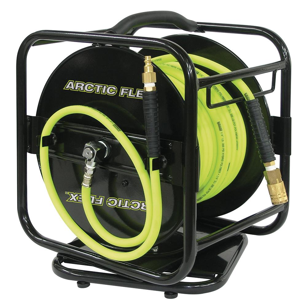 1/4" x 100' Manual air hose reel with hybrid polymer air hose