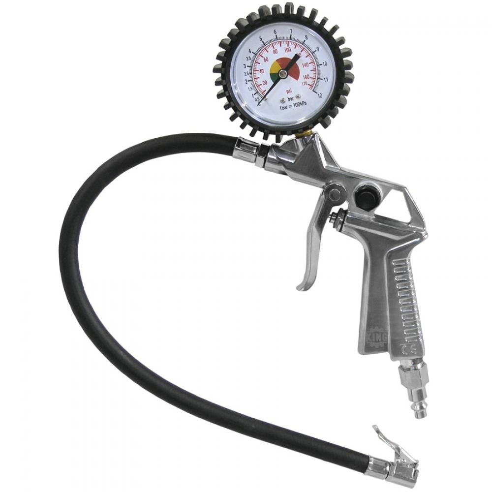 Tire inflation gun with pressure gauge