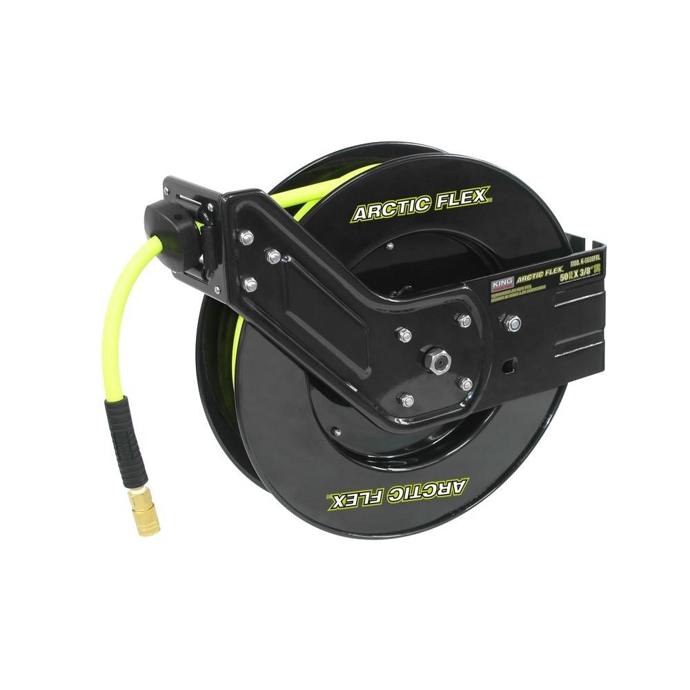 3/8" x 50' Retractable air hose reel with hybrid air polymer hose