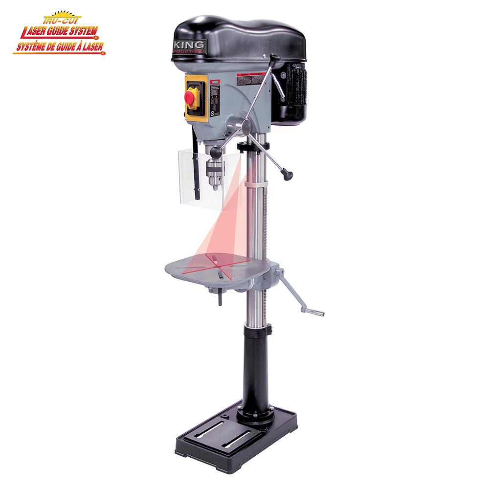 17" Long stroke drill press with safety guard