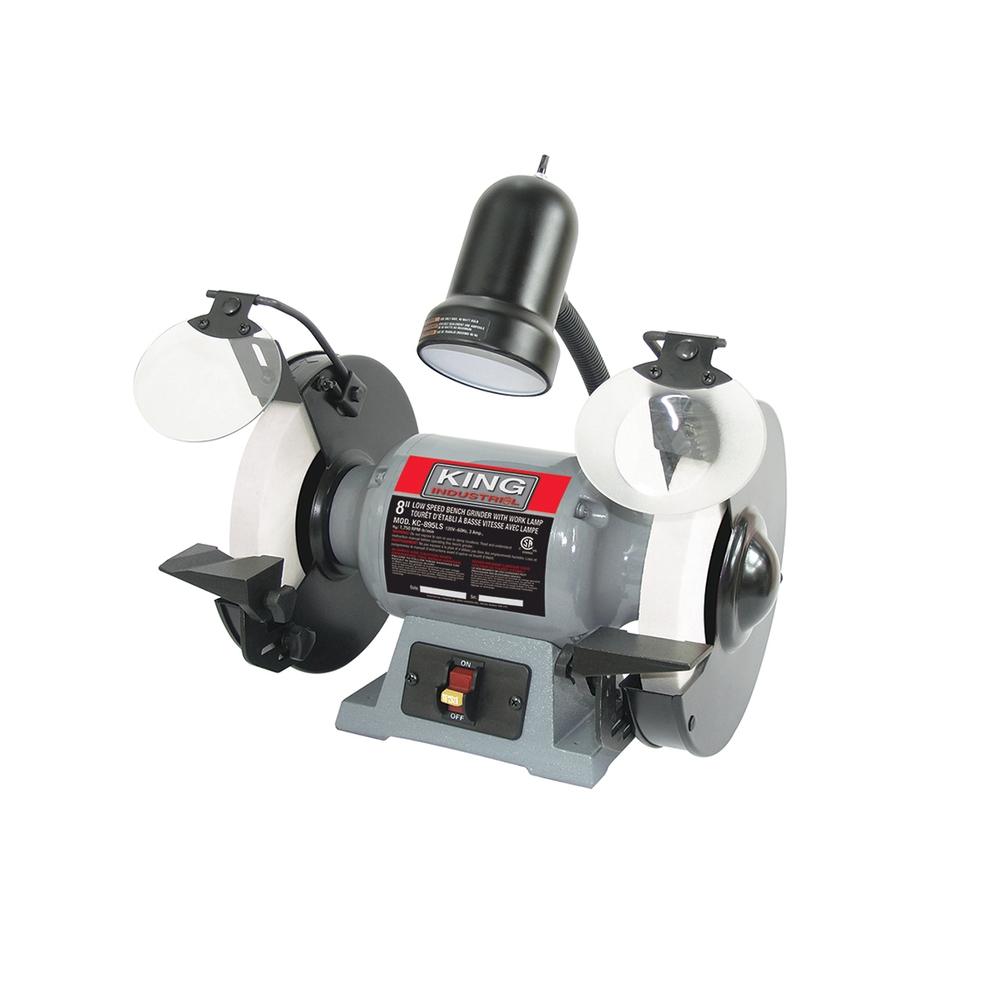 8" Low speed bench grinder with light
