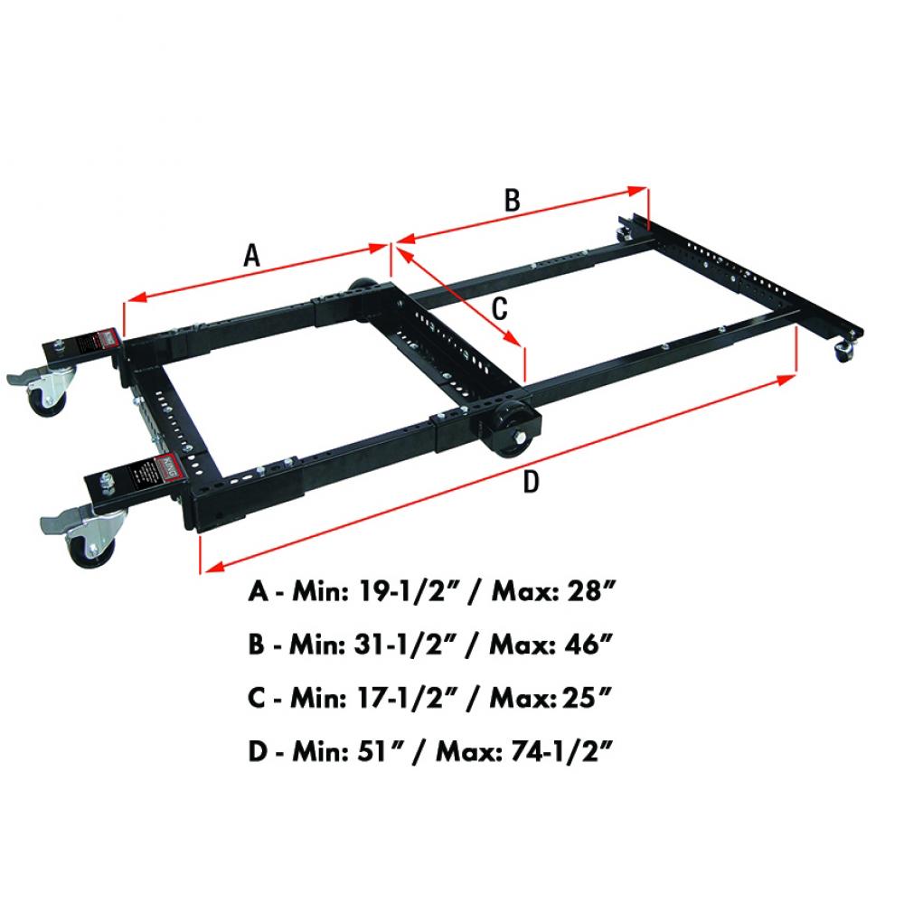 Heavy-duty universal mobile base for table saws