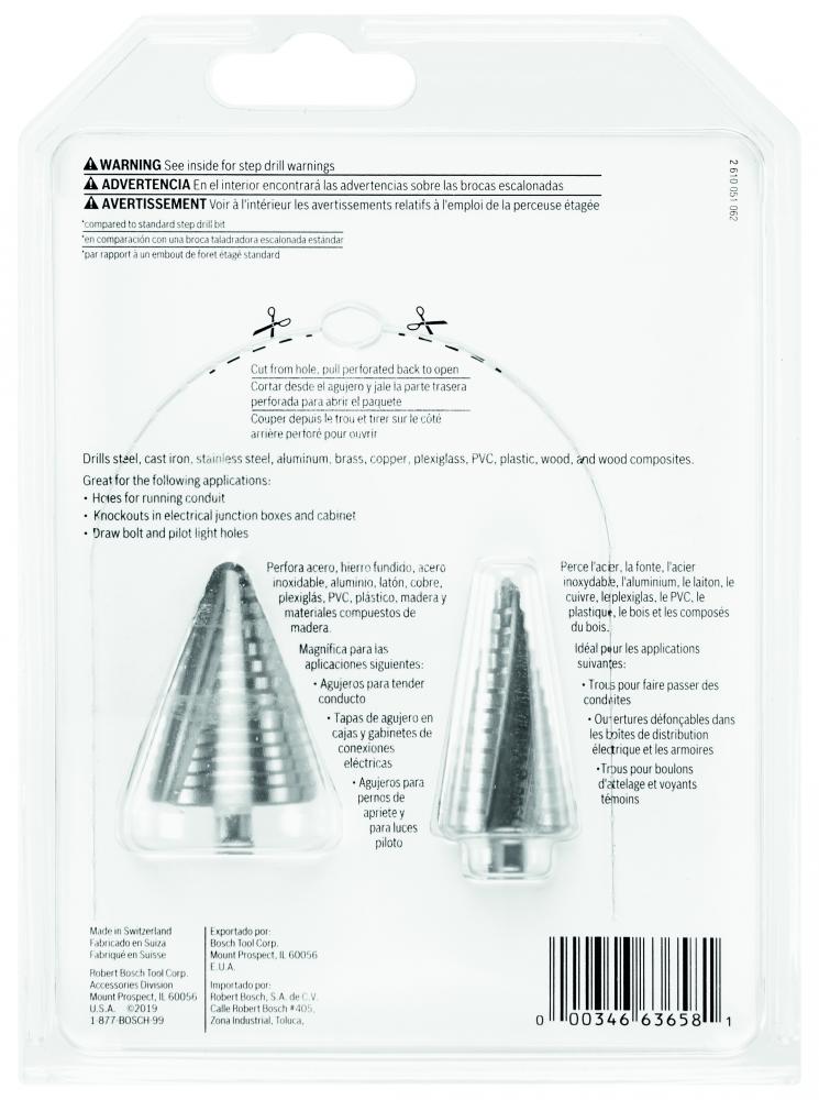 2 pc. High Speed Steel Impact Tough Turbo Step Drill Bit Set