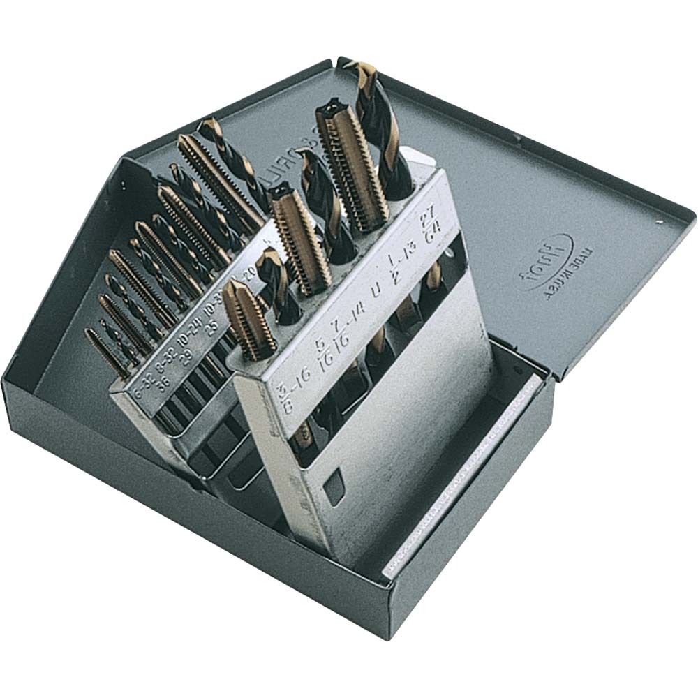18 Piece Tap & Drill Set, 9 Taps 6-32 To 1/2", 13 With Matching Drills