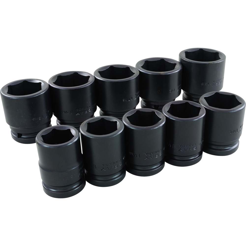 10 Piece 3/4" Drive, 6 Point SAE Standard, Impact Socket Set, 15/16" - 1-5/8"
