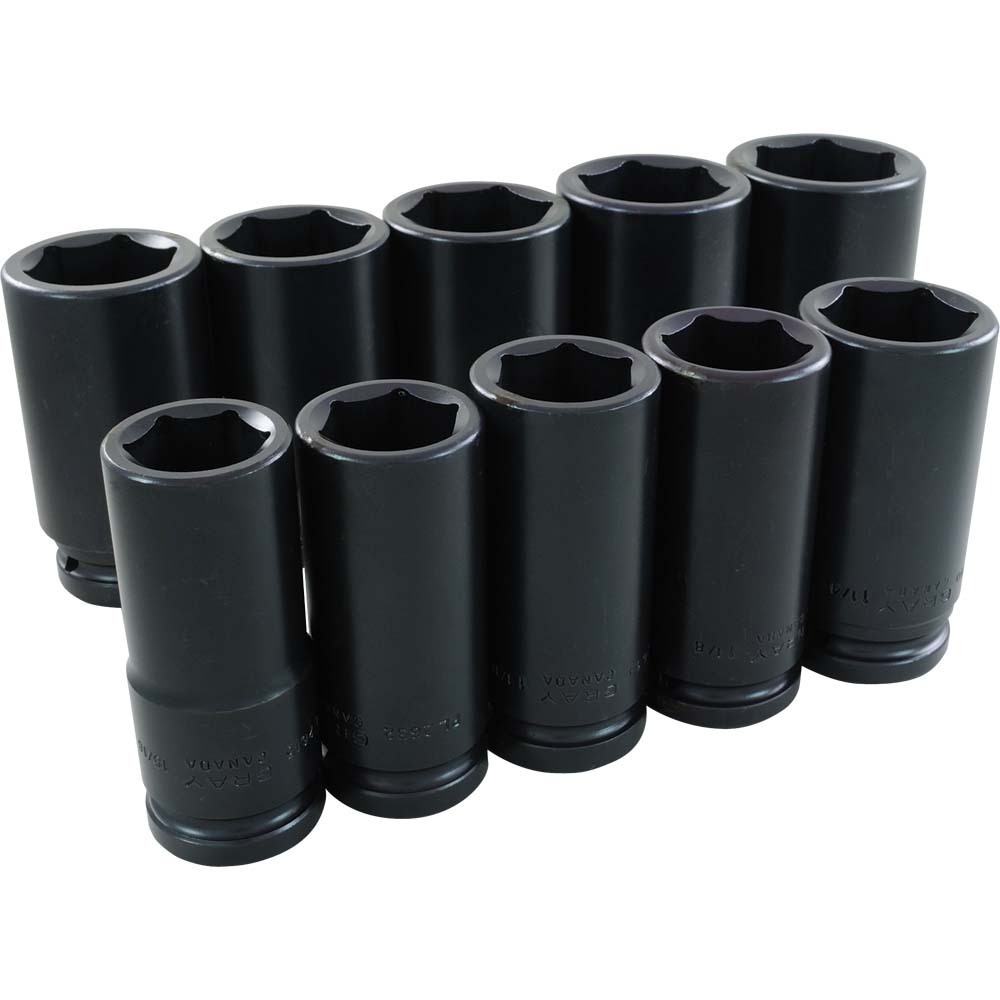 10 Piece 3/4" Drive, 6 Point SAE Deep, Impact Socket Set, 15/16" - 1-5/8"