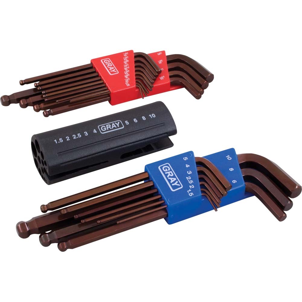 22 Piece SAE & Metric, Long Arm Ball S2 Hex Key Set