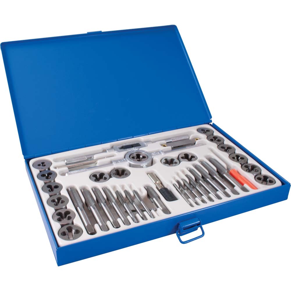 40 Piece SAE Carbon Tap & Die Set, Includes Plastic Storage Case