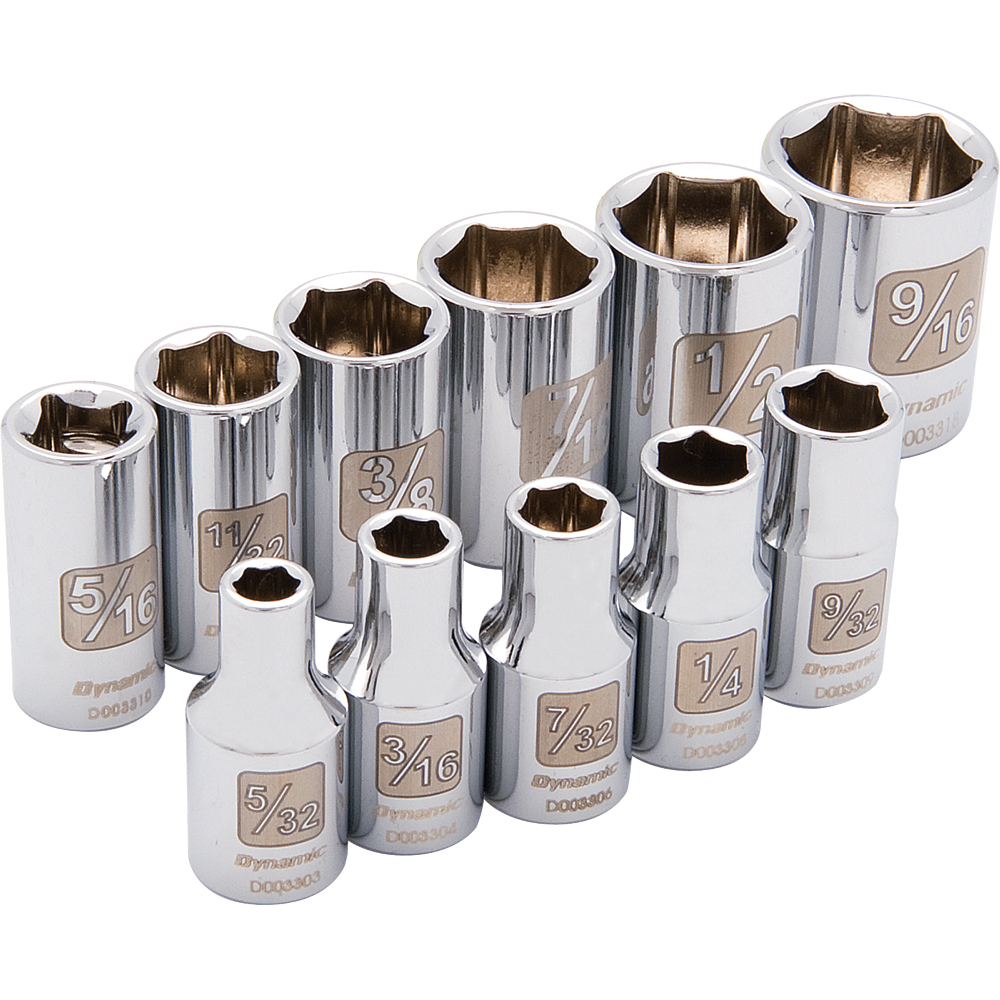 1/4" Drive 11 Piece 6 Point, Standard SAE Socket Set, 5/32" - 9/16"