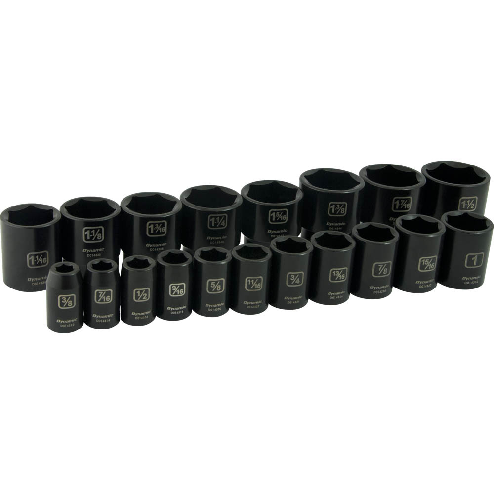 1/2" Drive 19 Pieces 6 Point Standard SAE Impact Socket Set
