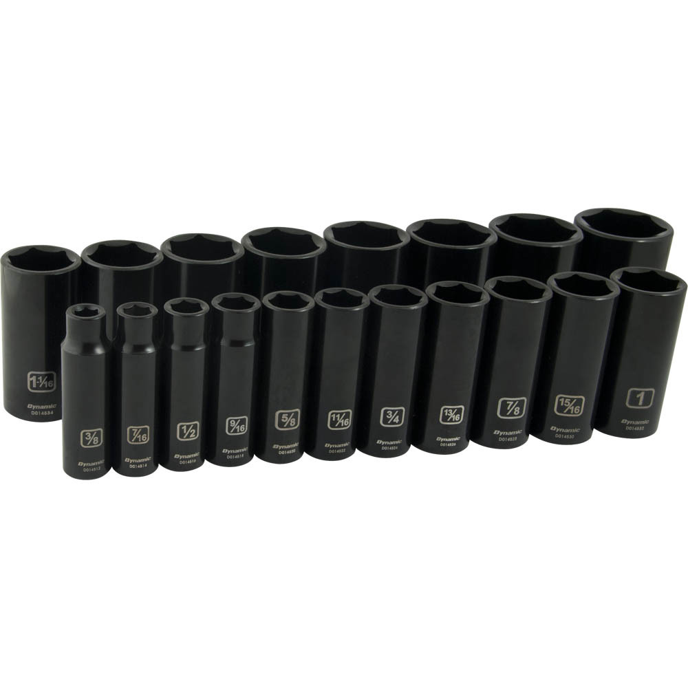 1/2" Drive 19 Pieces 6 Point Deep SAE Impact Socket Set