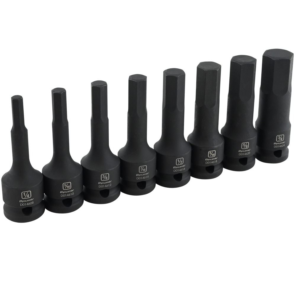 1/2" Drive 8 Piece SAE Hex Head Bit Impact Socket Set