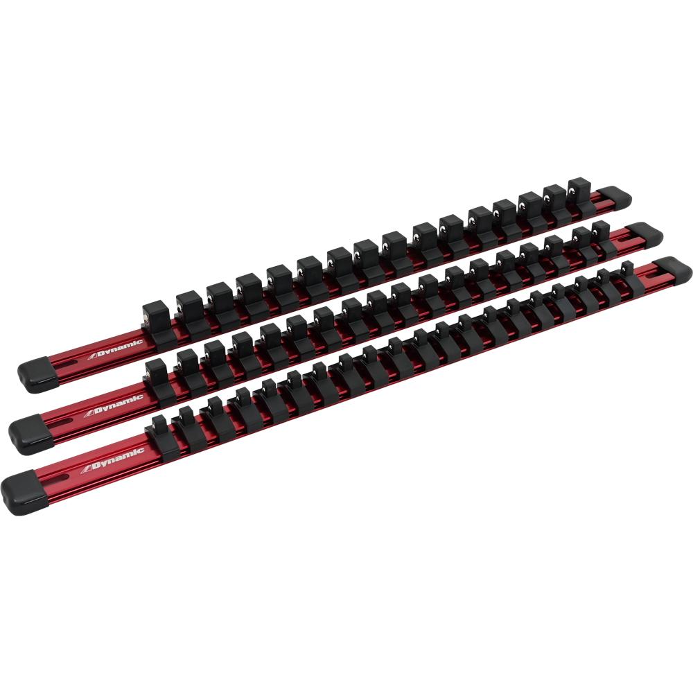 3 Piece Aluminum Socket Rail Set Red