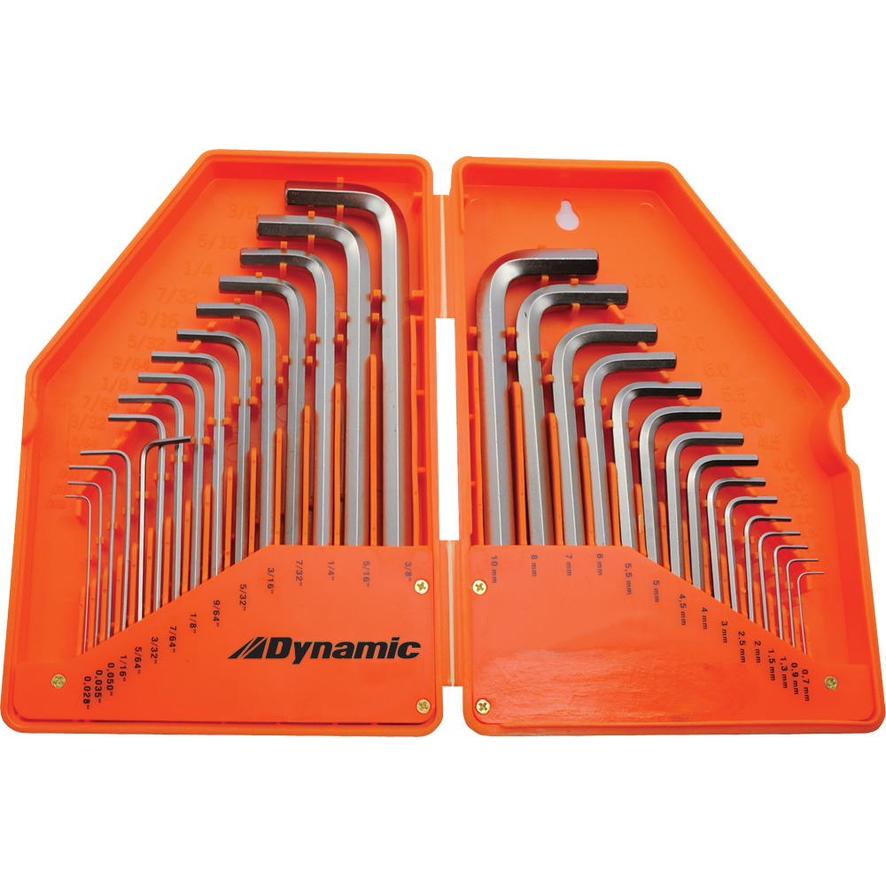 30 Piece SAE & Metric Hex Key Set, .028" - 3/8" & .7mm - 10mm