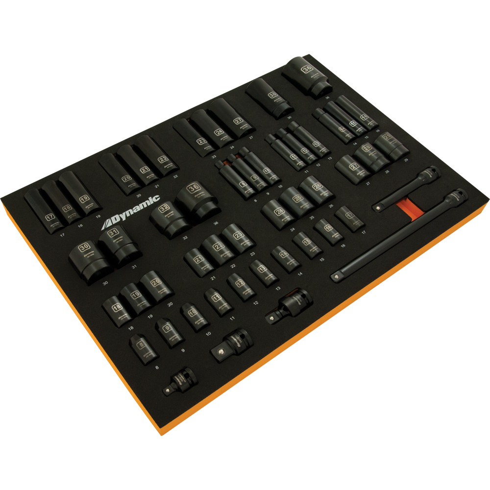 52 Piece 1/2" Drive Metric Impact Socket & Attachment Set With Foam Tool Organizer