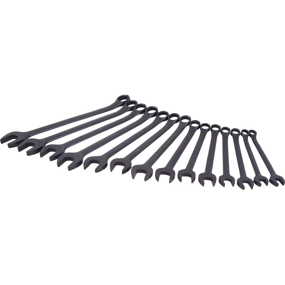 14 Piece 12 Point Metric, Black Finish, Combination Wrench Set, 10mm - 24mm