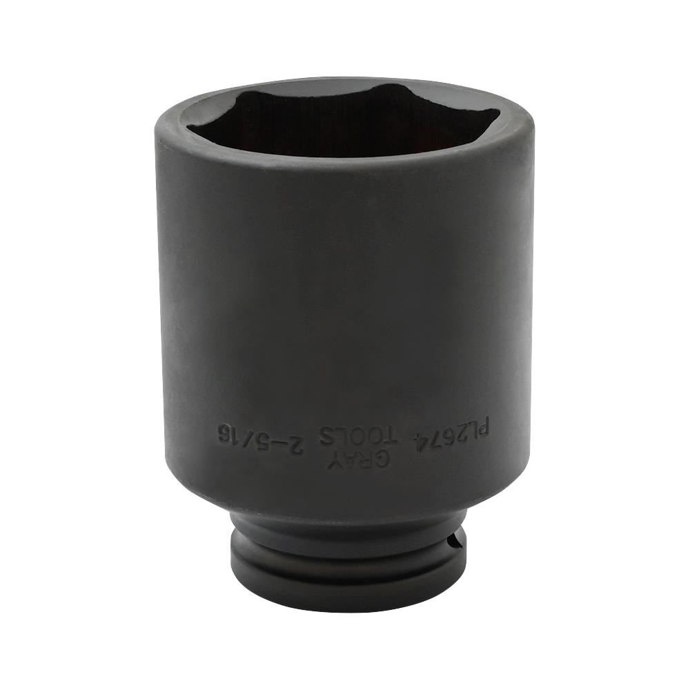 2-5/16" X 3/4" Drive, 6 Point Deep Length, Black Impact Socket