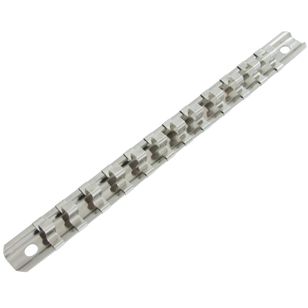 1/4" Drive 12 Clip Socket Rail, 9" Long