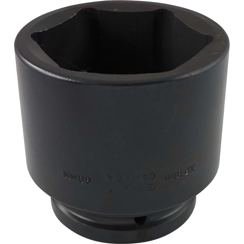 80mm X 1" Drive, 6 Point Standard Length, Impact Socket