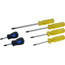 Gray Tools SCD506 - 6 Piece Phillips Screwdriver Set, Stubby No.1 & No.2, No.1 - No.4