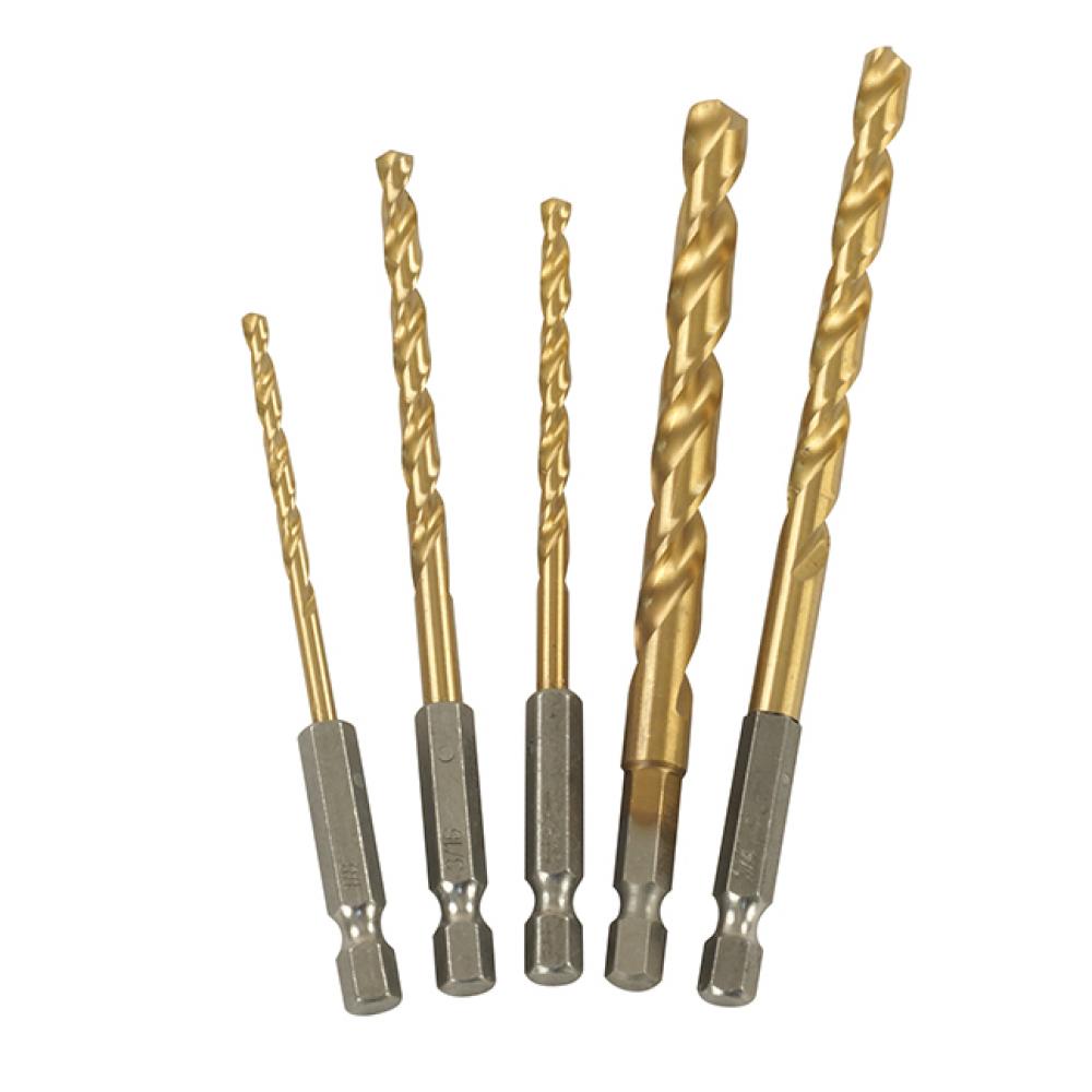 1/4" Hex HSS-TiN (Titanium-Nitride) Twist Drill Bits