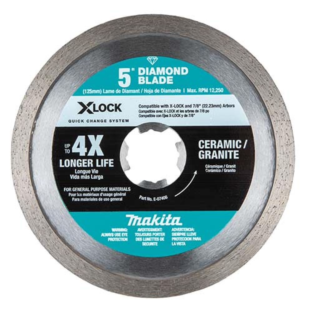 X-LOCK 5" Continuous Rim Diamond Blade for Ceramic and Granite Cutting (E-07406)