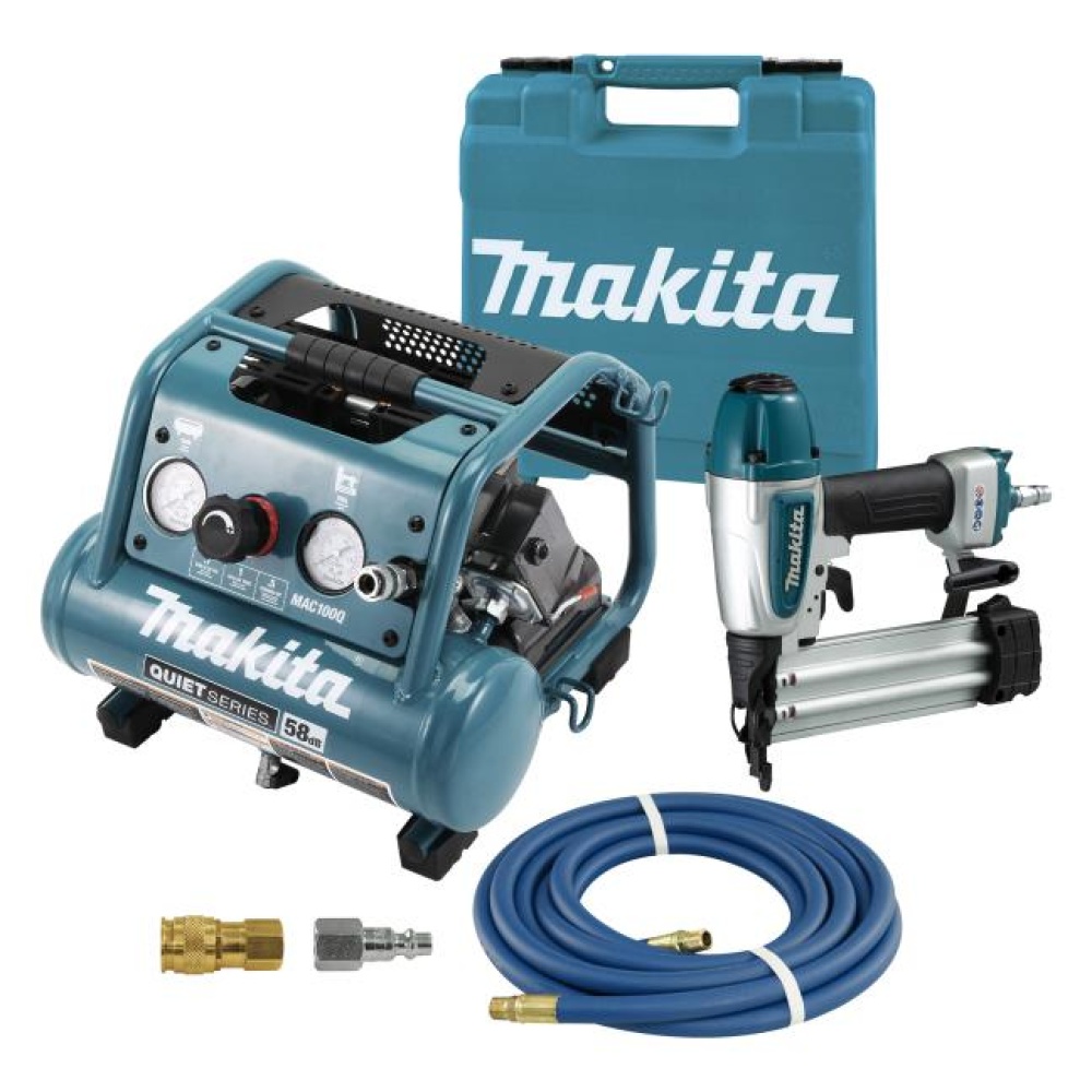 Quiet Series 0.5 HP, 1 Ga Compact Air Compressor and 18 Gauge Brad Nailer Combo Kit