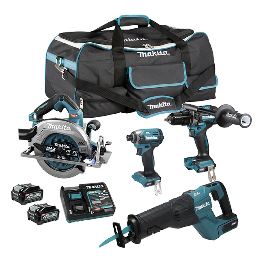 40Vmax XGT Brushless 4 Tool Combo Kit, 4.0Ah x2