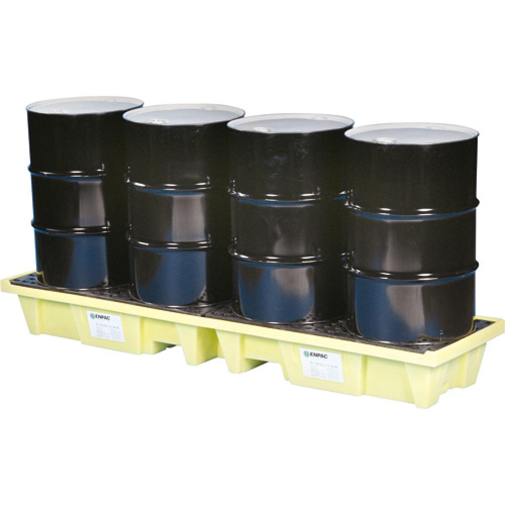 In-Line Poly-Spillpallet 3000 With Drain (4 DRUM) - 98" X 25.25" X 12"