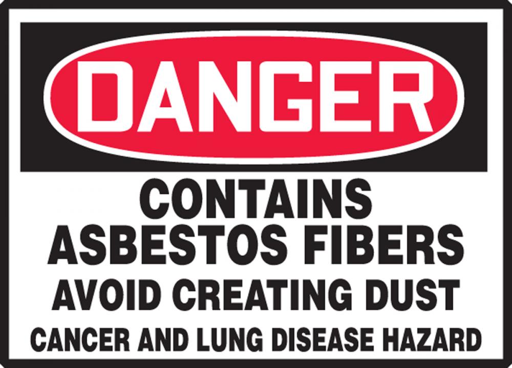 Safety Label, DANGER CONTAINS ASBESTOS FIBERSâ€¦, 3 1/2" x 5", Dura-Vinylâ„¢