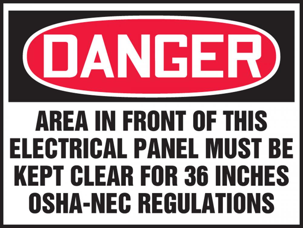 Safety Label, DANGER AREA IN FRONT OF THIS ELECTRICAL..., 3 1/2" x 5", Dura-Vinylâ„¢