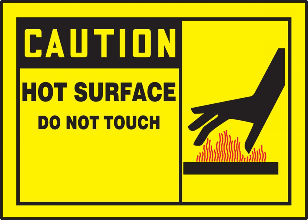 Safety Label, CAUTION HOT SURFACE DO NOT TOUCH, 3 1/2" x 5", Adhesive Vinyl, 5/pk