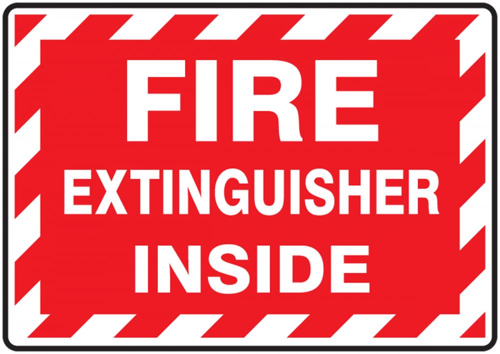 Safety Label, FIRE EXTINGUISHER INSIDE, 3 1/2" x 5", Adhesive Vinyl, 5/pk