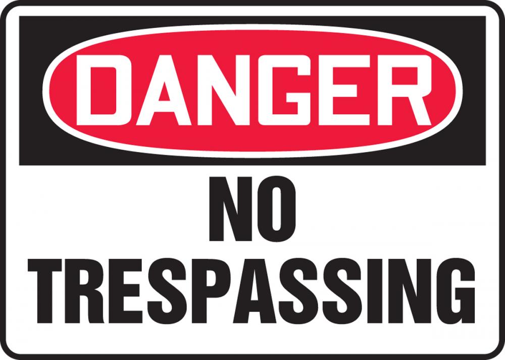 Safety Sign, DANGER NO TRESPASSING, 10" x 14", Aluminum