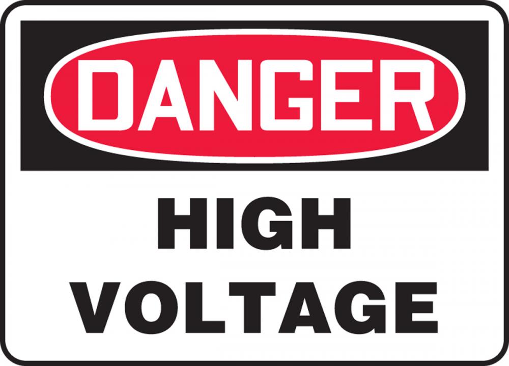 Safety Sign, DANGER HIGH VOLTAGE, 7" x 10", Aluminum