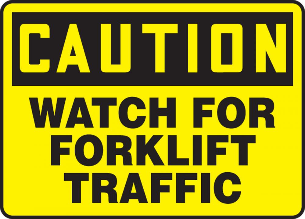 Safety Sign, CAUTION WATCH FOR FORKLIFT TRAFFIC, 10" x 14", Aluminum