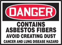 Accuform LCAW015VSP - Safety Label, DANGER CONTAINS ASBESTOS FIBERSâ€¦, 3 1/2" x 5", Adhesive Vinyl, 5/pk