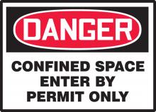 Accuform LCSP280VSP - Safety Label, DANGER CONFINED SPACE ENTER BY PERMIT ONLY, 3 1/2" x 5", Adhesive Vinyl, 5/pk