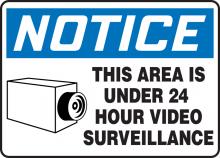 Accuform MASE807VS - Safety Sign, NOTICE THIS AREA IS UNDER 24 HOUR VIDEO SURVEILLANCE, 10" x 14", Adhesive Vinyl