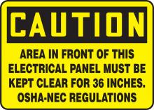 Accuform MELC625VP - Safety Sign, CAUTION AREA IN FRONT OF THIS ELECTRICAL..., 10" x 14", Plastic