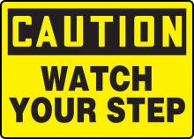 Accuform MSTF645VP - Safety Sign, CAUTION WATCH YOUR STEP, 7" x 10", Plastic
