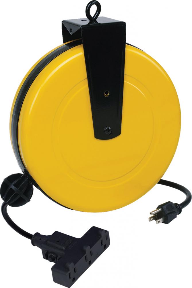 30' POWDER COATED METAL RETRACTABLE POWER CORD REEL