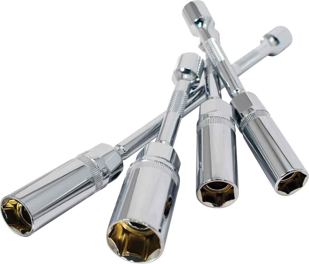 4-PC 3/8" DR. 6 PT. MAGNETIC SPARK PLUG UNIVERSAL EXTENSION SOCKET SET