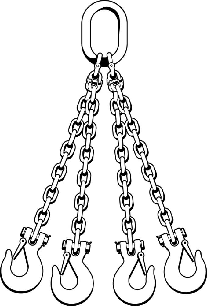 G80 CHAIN QUADRUPLE SLING 1/2 X 12' SLIP
