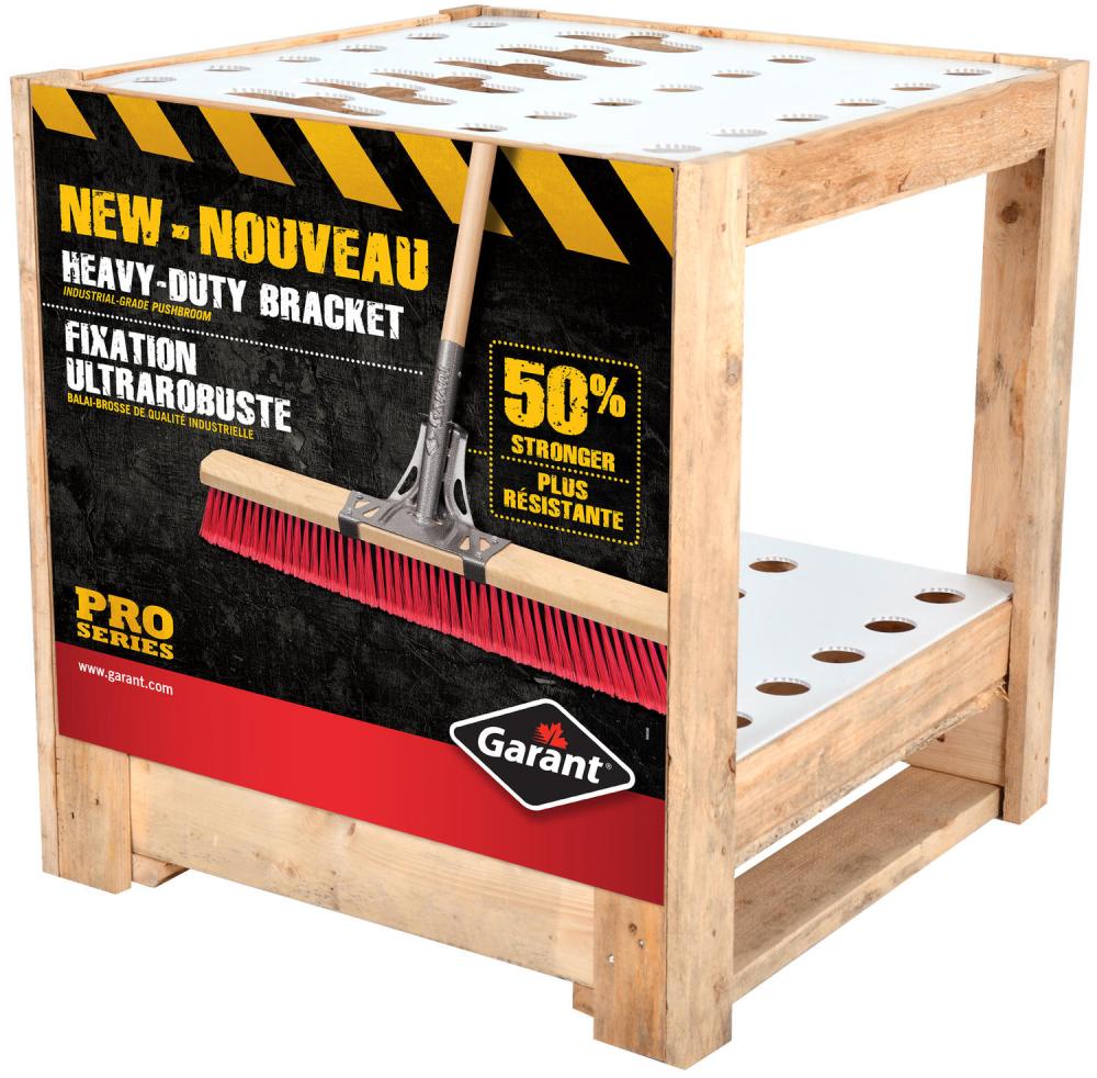 Display in wood, 24" x 24" for push brooms and long handle tools, 24 holes