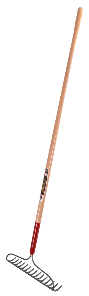 Bow rake, 15 tines, 60" wood handle