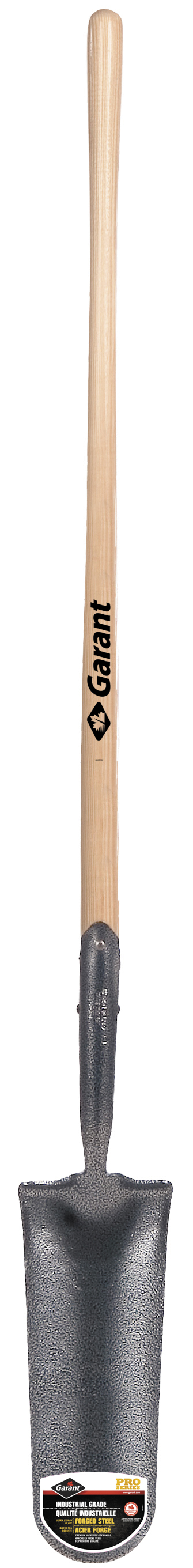 Drain spade 14", forged blade, wood handle, lh