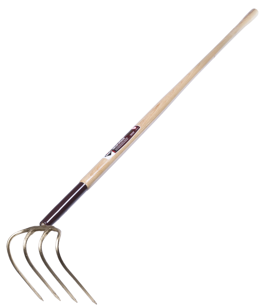 Manure hook, forged 4 tines/9", wood handle, lh, Agro Series