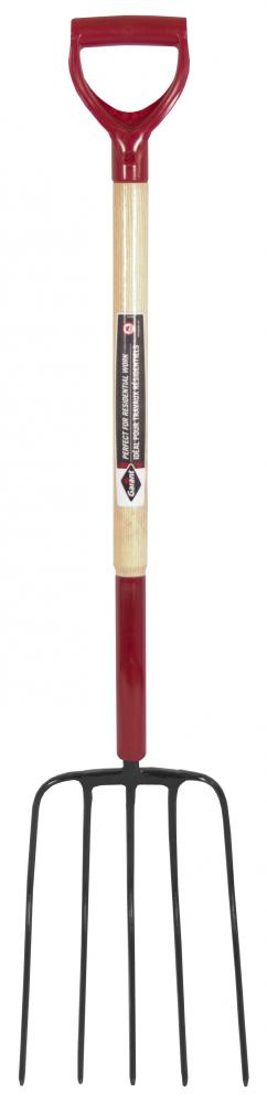 Manure fork, 5 tines/13", wood handle, dh