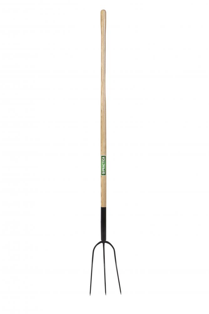 Hay fork, 3 tines/12", 54" wood handle, lh, Practica